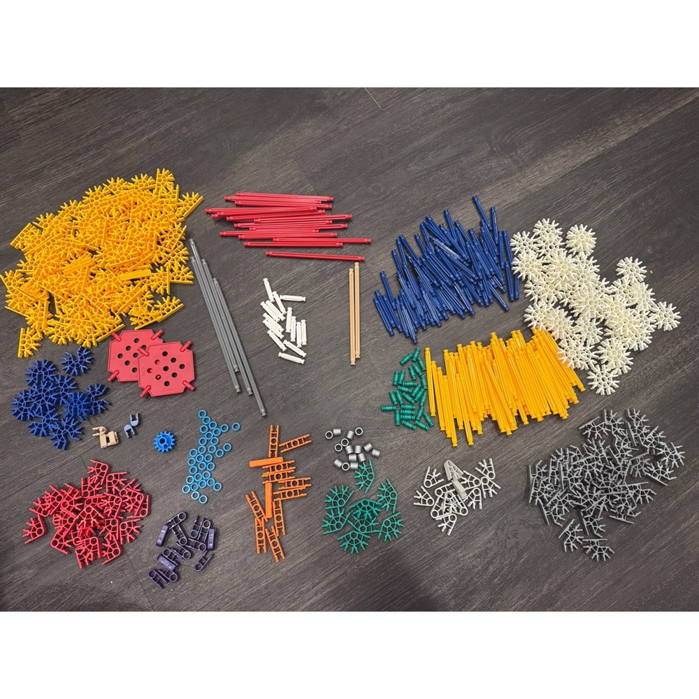 527 K'NEX RODS CONNECTORS Mixed Bulk Lot Replacement Parts KNEX Organized